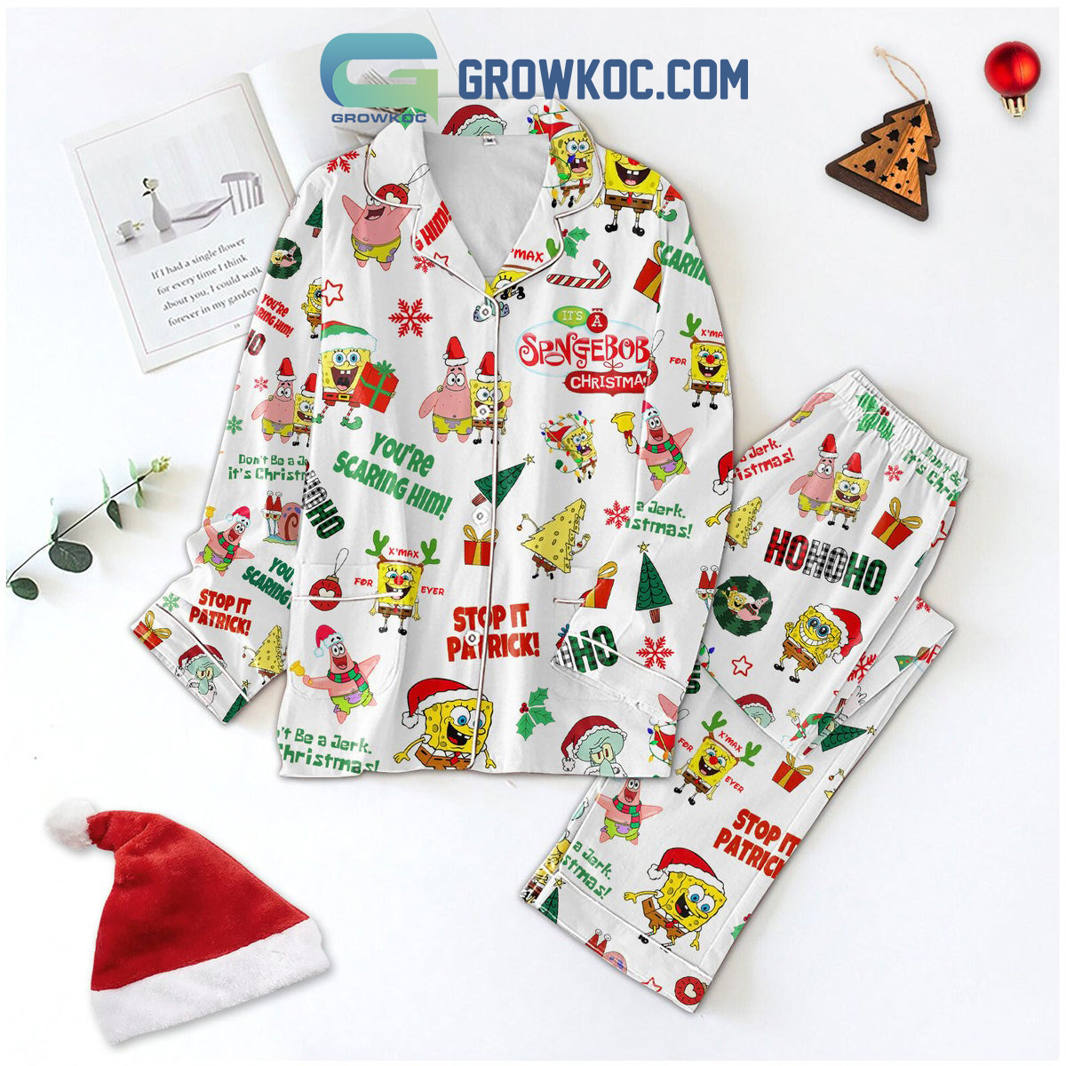 Spongebob Youre Scaring Him Stop It Patrick Pajamas Set2B1 RuY7s