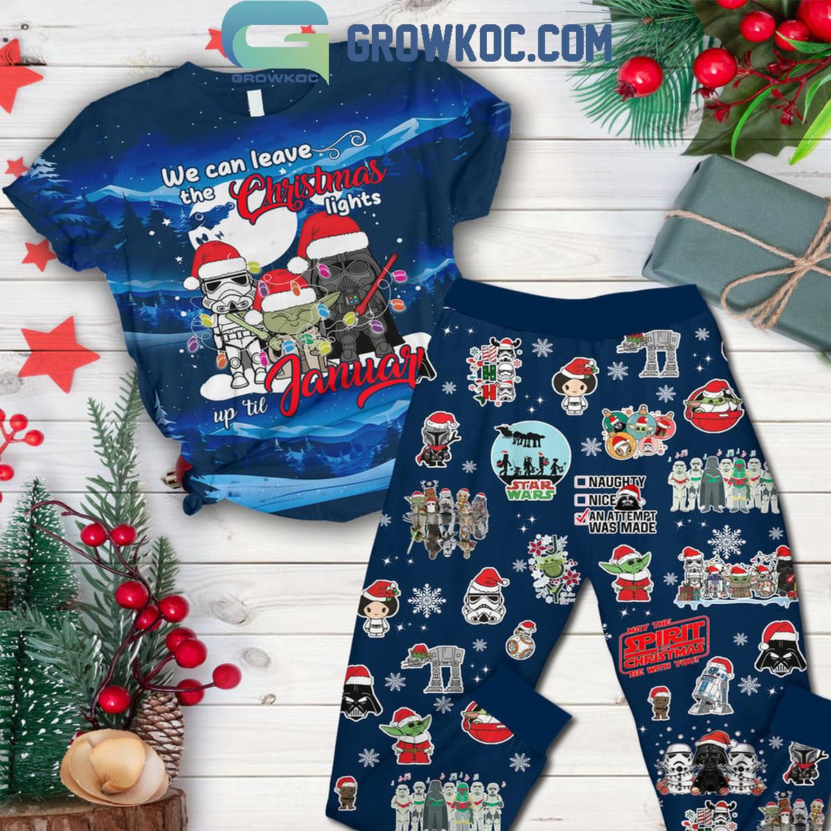 Star Wars We Can Leave The Christmas Light Up Til January Fleece Pajama Set 1 TRrgO