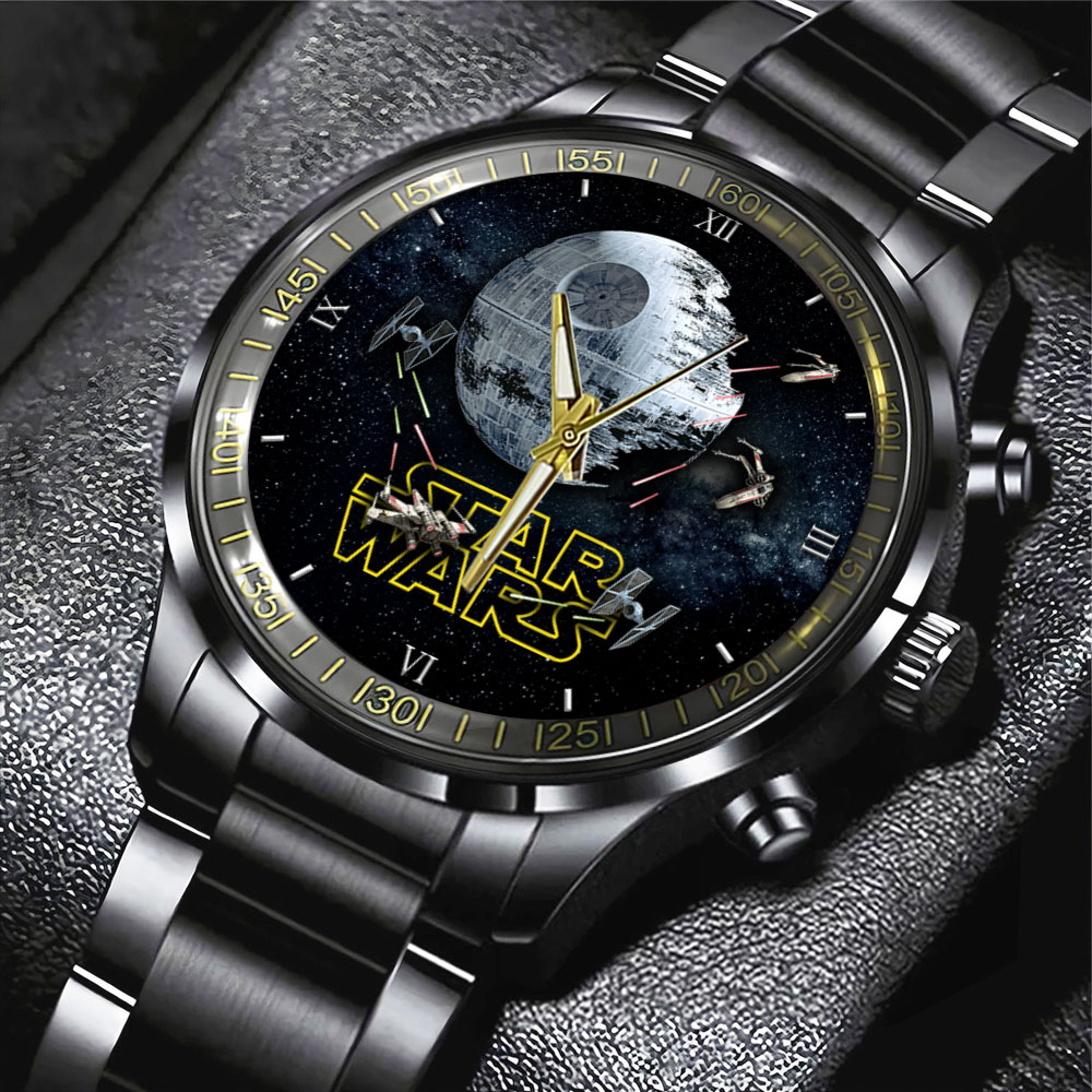 Star Wars Black Stainless Steel Watch GNE386 1