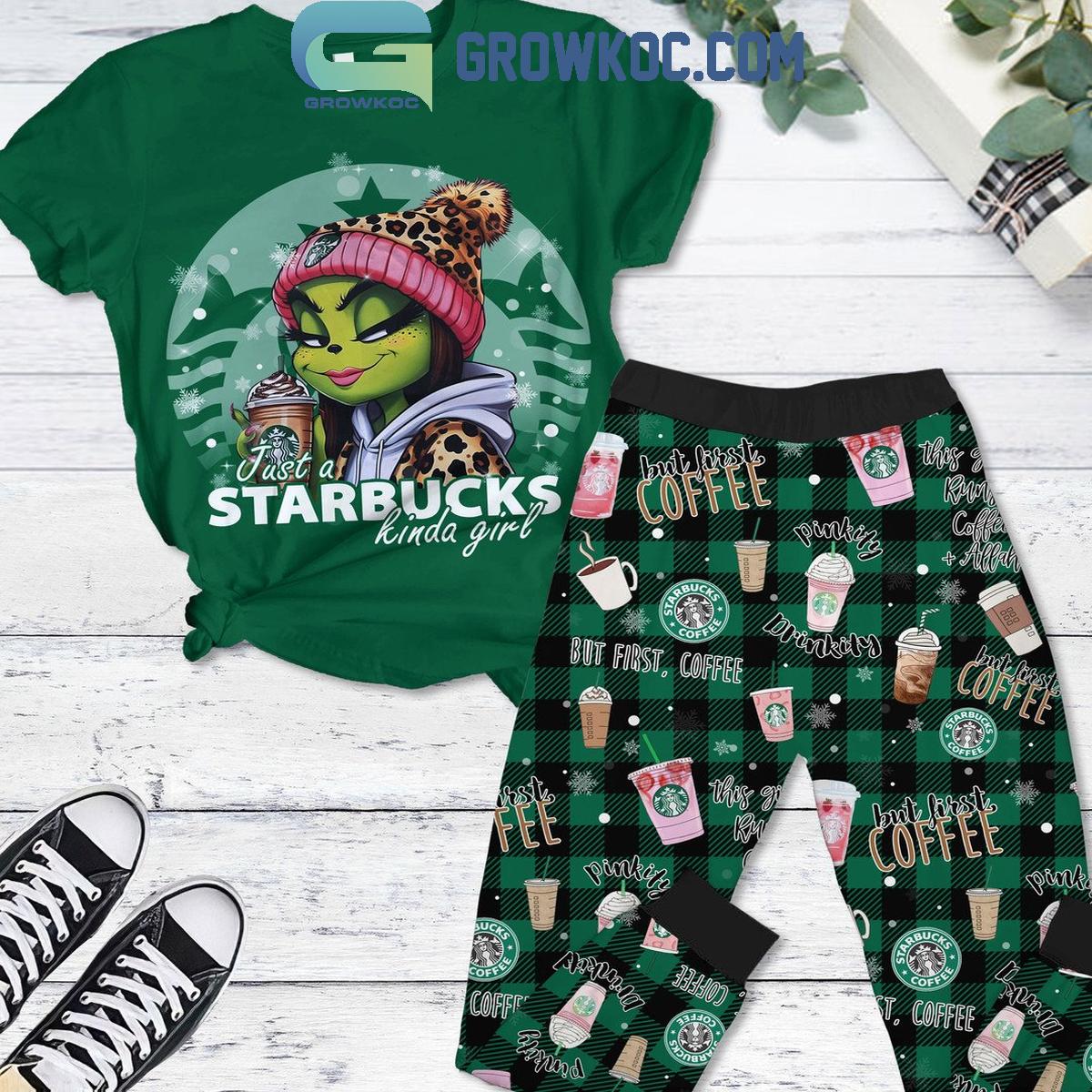 Starbucks Just A Starbucks Kinda Girl Christmas Fleece Pajamas Set 1 2uwtt