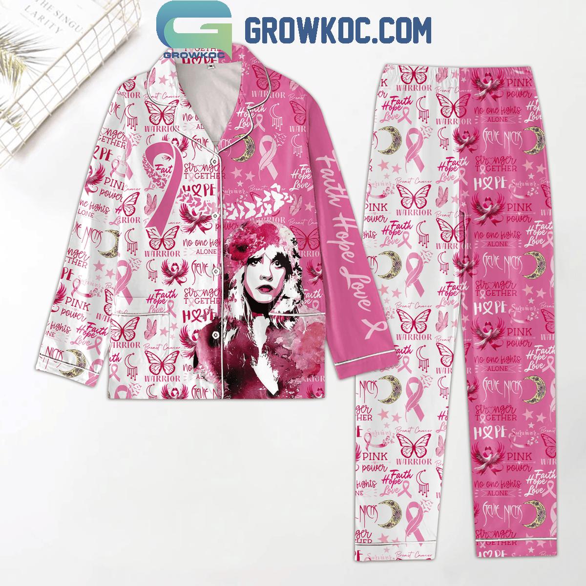 Stevie Nicks Faith Hope Love Breast Cancer Warrior Polyester Pajamas Set 1 ihEav