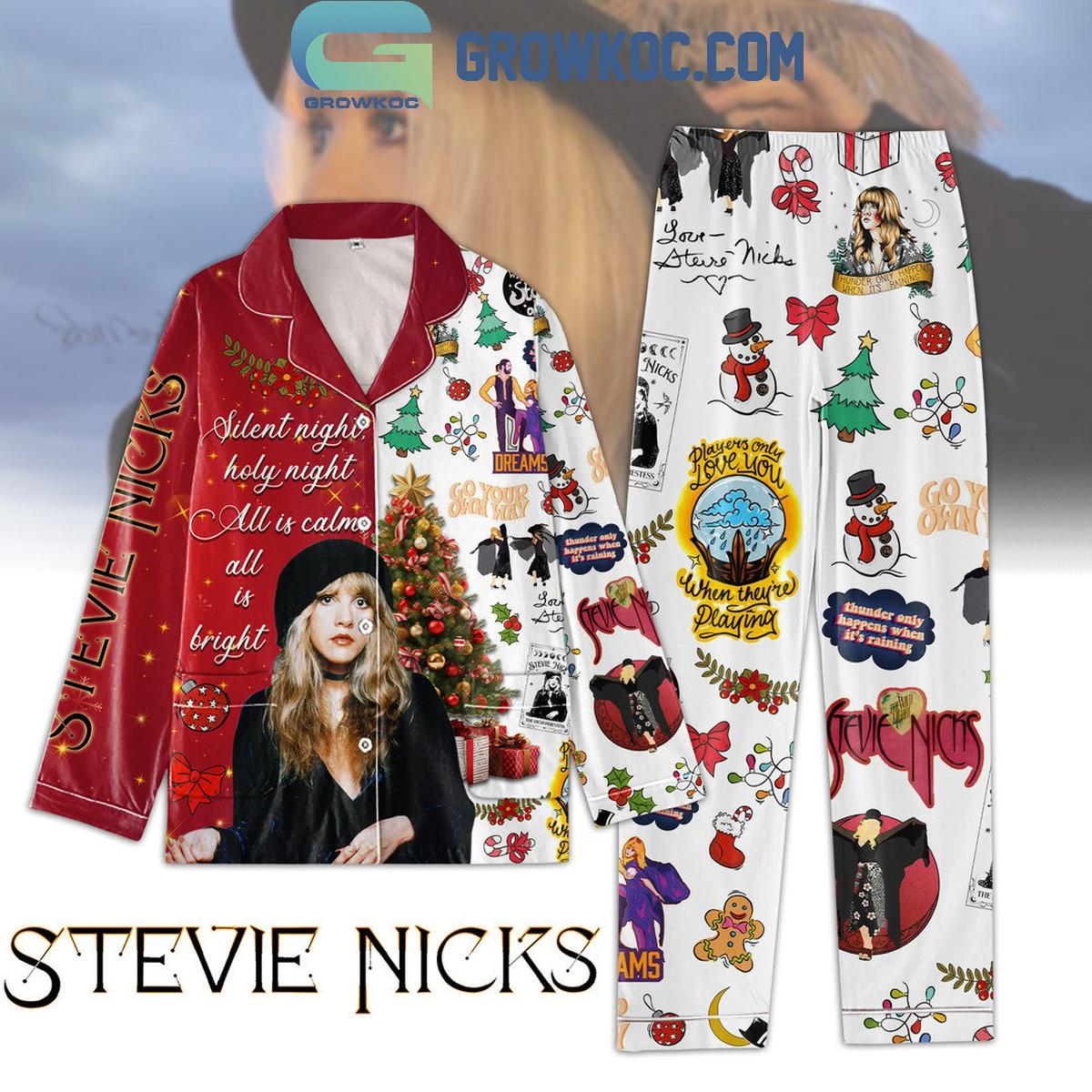 Stevie Nicks Silent Night Holy Night All Is Calm Christmas Polyester Pajamas Set 1 B0CHl