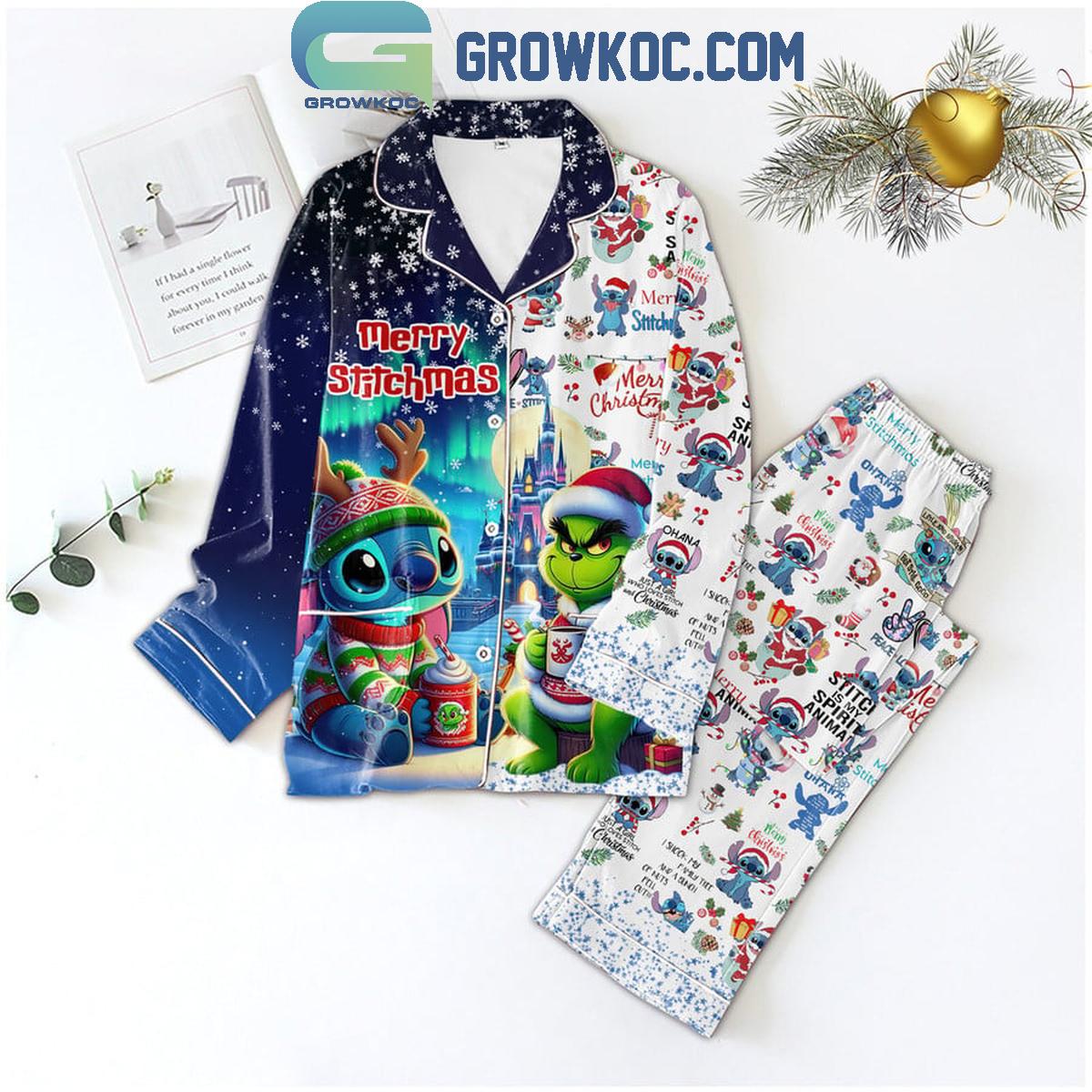 Stitch And Lilo Merry Stitchmas Merry Christmas Polyester Pajamas Set 1 9Lkhl