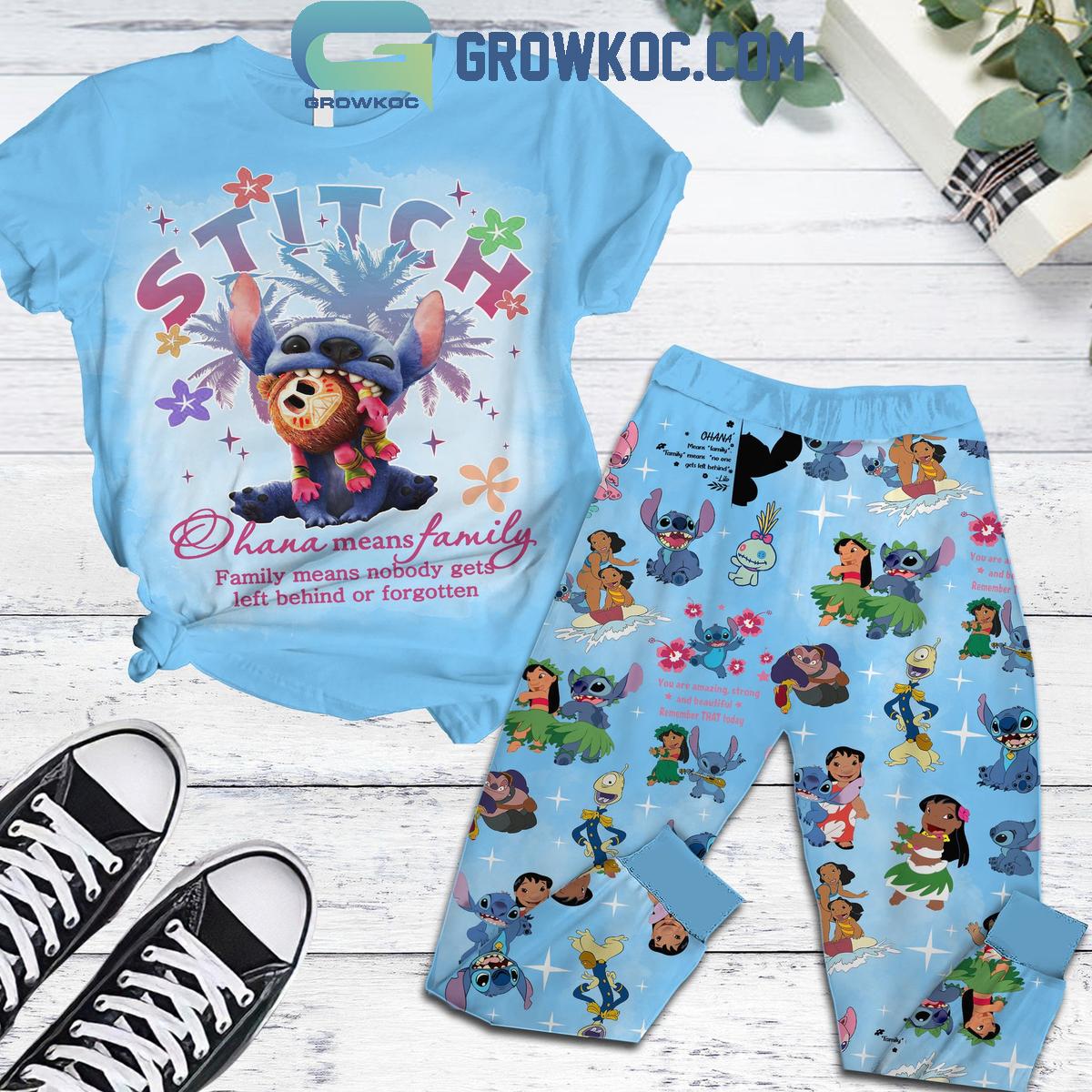 Stitch Ohana Means Family Fleece Pajamas Set 1 Km2C9