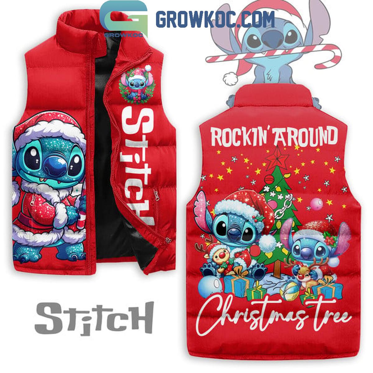 Stitch Rockin Around Christmas Tree 2025 Sleeveless Puffer Jacket 1 bCqaF