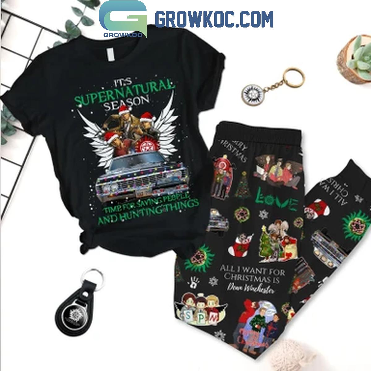 Supernatural 2024 Time For Saving People In Christmas Fleece Pajamas Set 1 c7ley