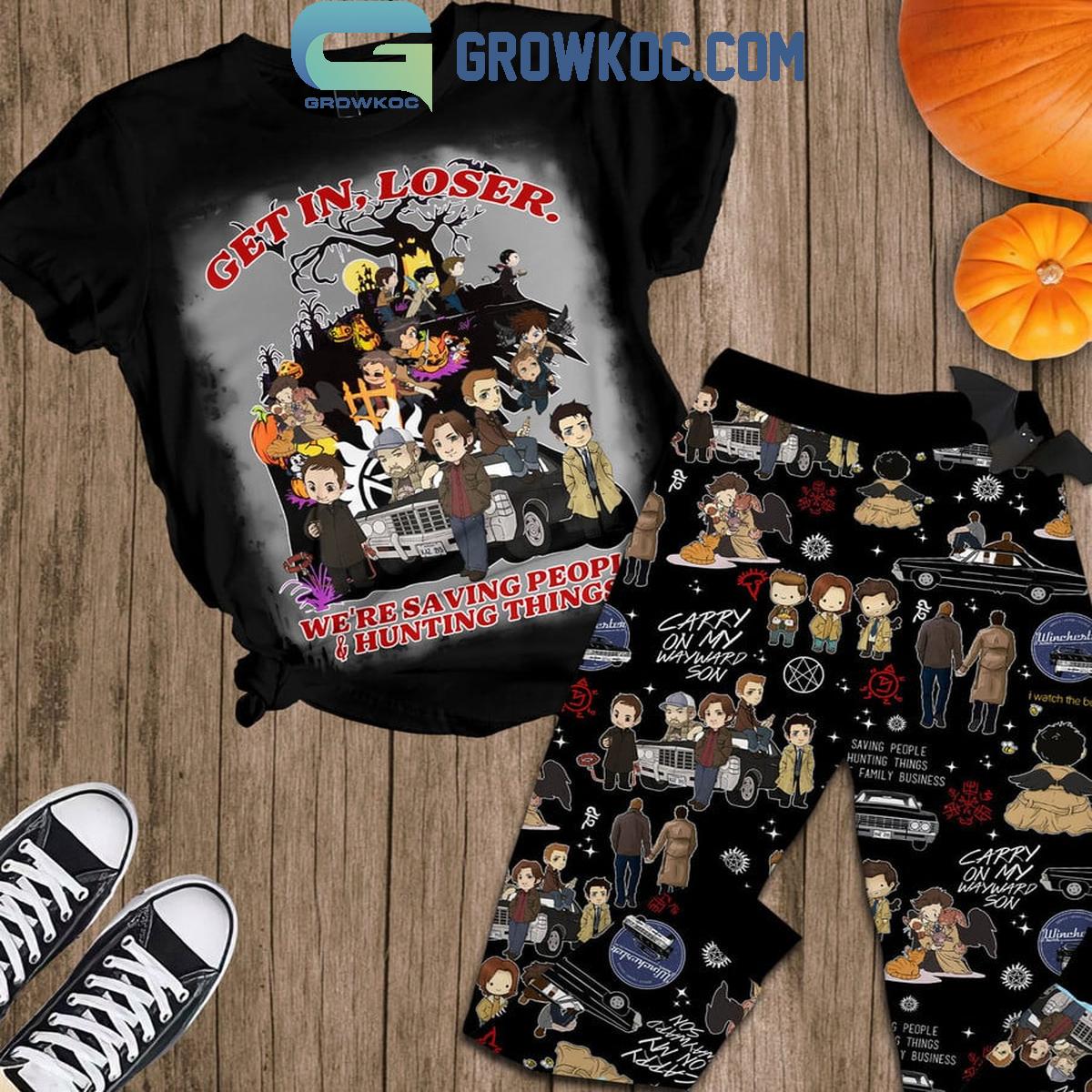 Supernatural Get In Loser Halloween Fleece Pajamas Set 1 hUetQ