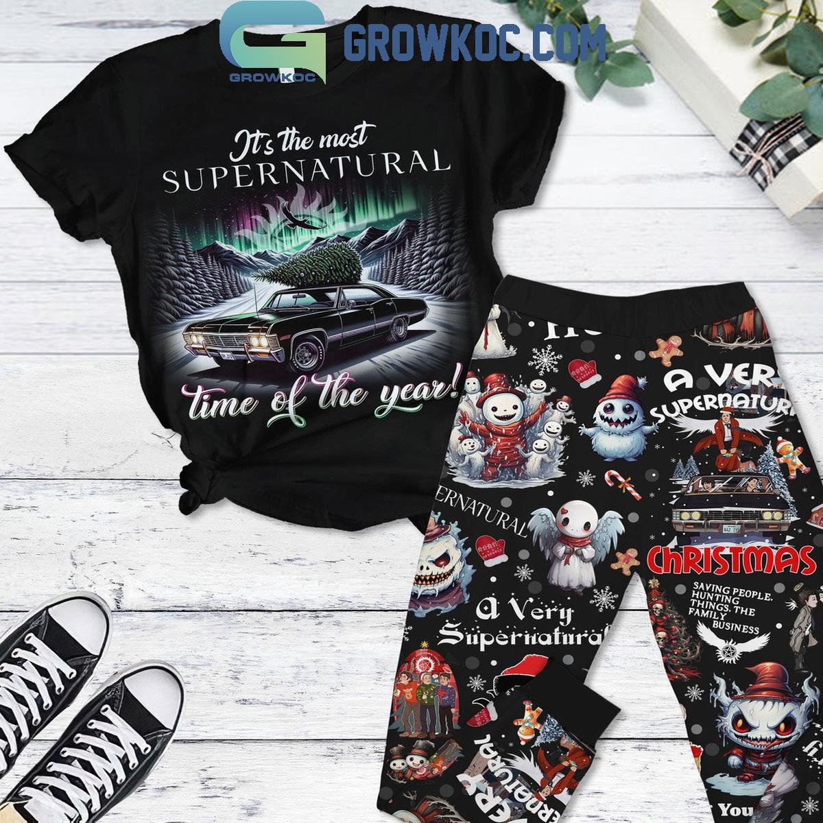 Supernatural Its The Most Supernatural Time Of The Year Fleece Pajamas Set 1 Ewect
