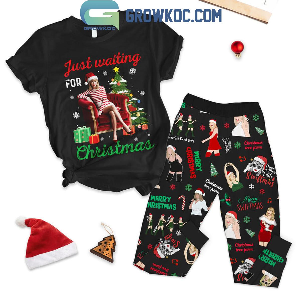 Taylor Swift 2024 Just Waiting For Christmas Fleece Pajamas Set 1 5nn9r