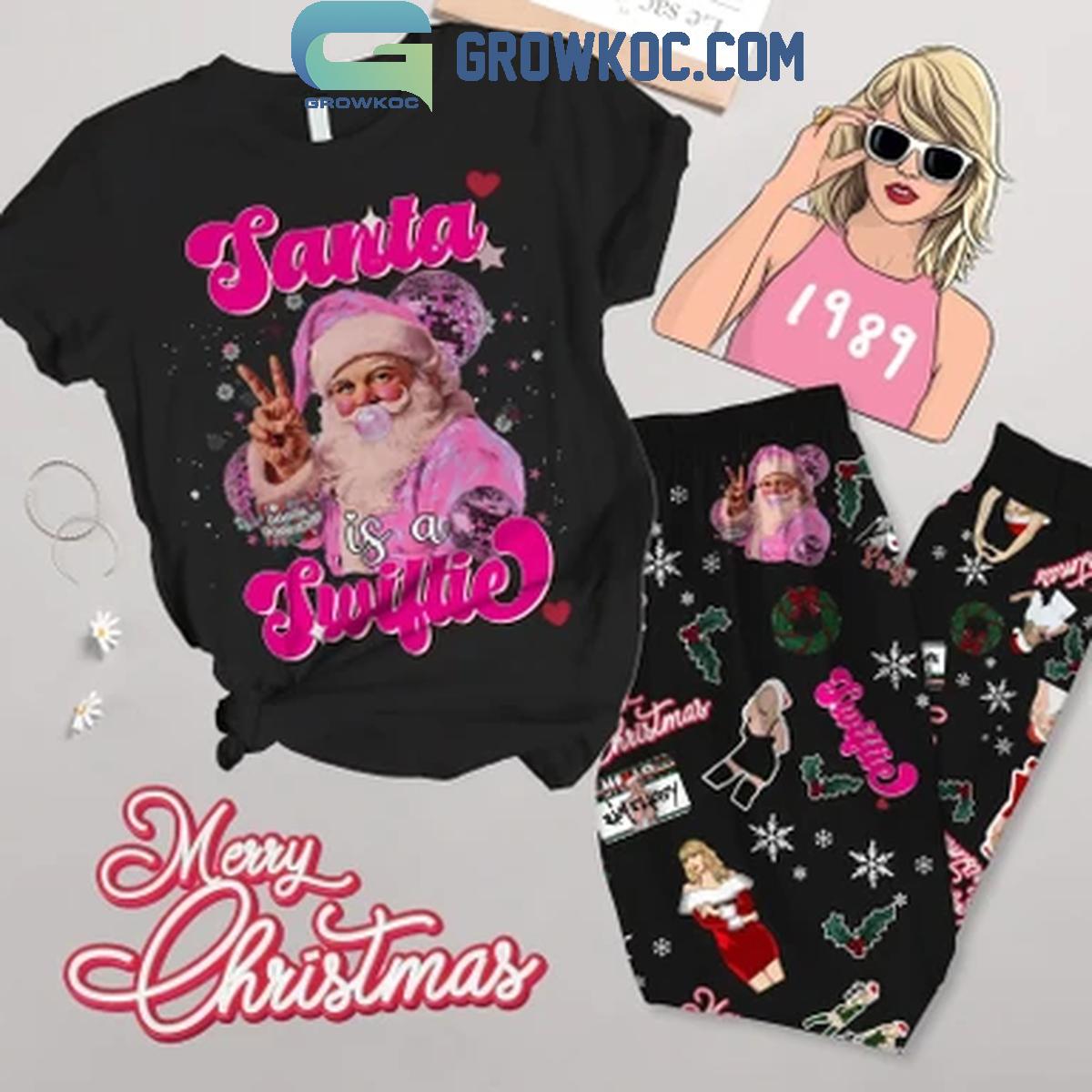 Taylor Swift Christmas Santa Is Swifties 2024 Fleece Pajamas Set 1 CDvnU