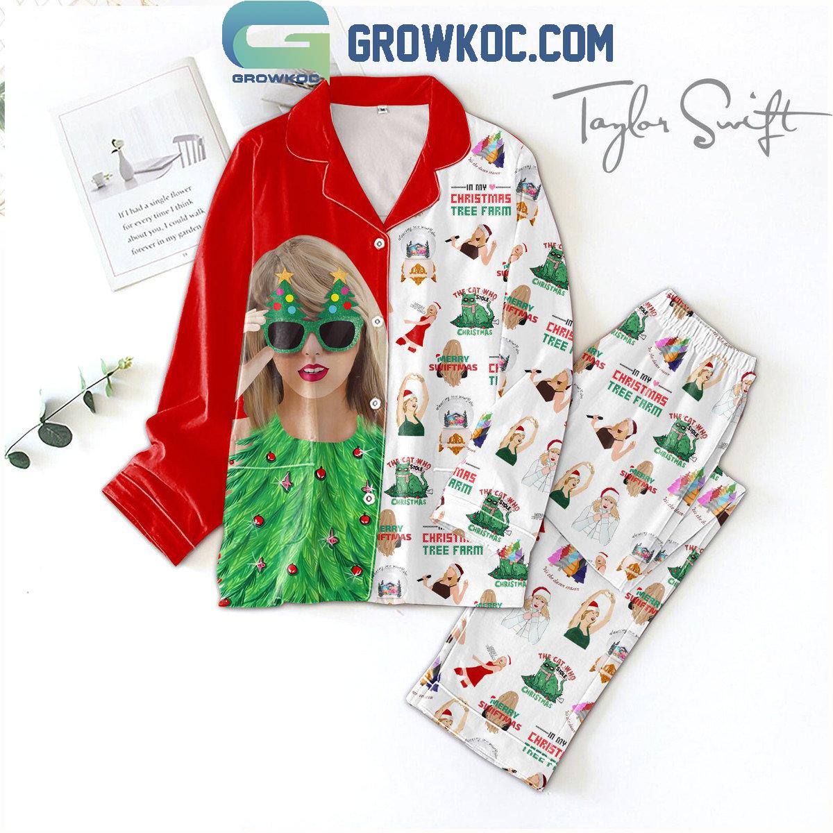 Taylor Swift Christmas Tree Farm Red Design Polyester Pajamas Set 1 g4kLo