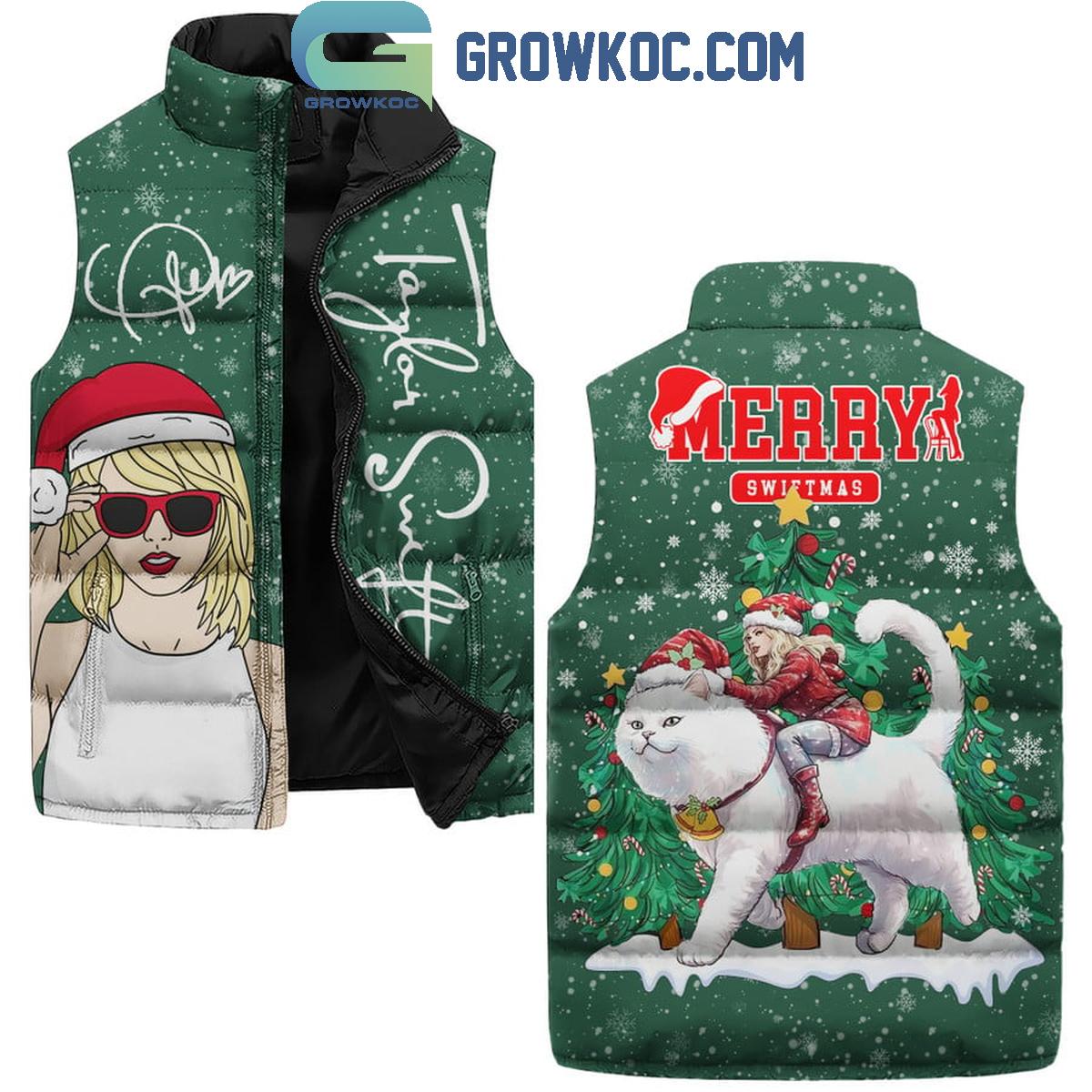 Taylor Swift The Eras Tour 2024 Merry Christmas Swiftmas Sleeveless Puffer Jacket 1 Z1kFb