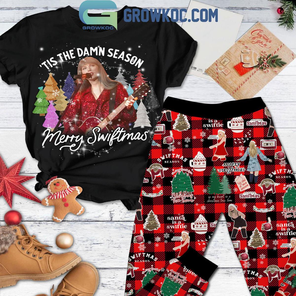 Taylor Swift Tis The Damn Season Merry Swiftmas Christmas Fleece Pajamas Set 1 yqWQR