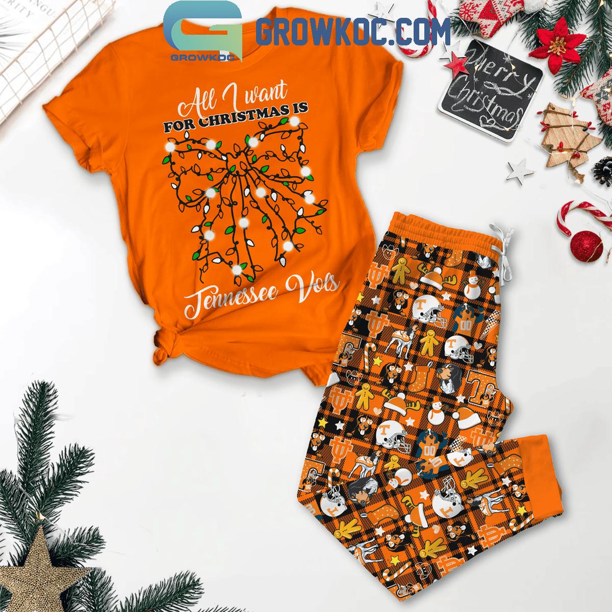 Tennessee Vols All I Want For Christmas Is Vols Victory Fleece Pajamas Set 1 cUHko