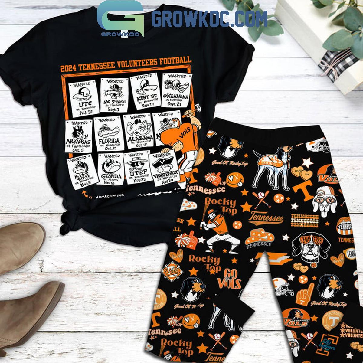 Tennessee Vols Rocky Top 2024 Volunteers Football Fleece Pajamas Set 1 XItck