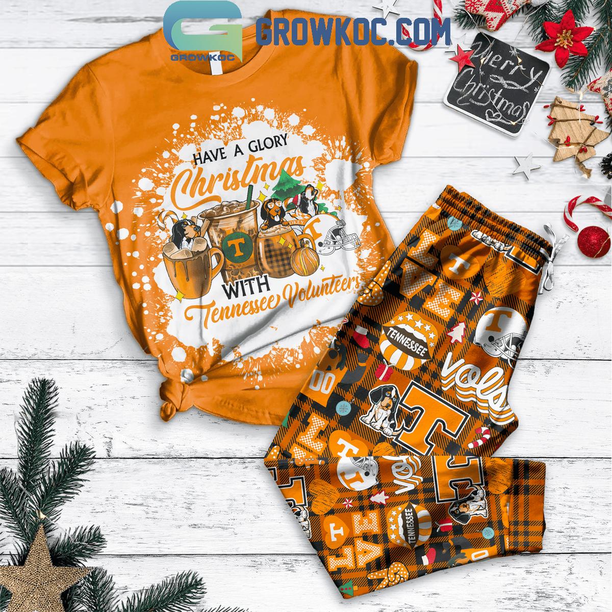 Tennessee Volunteers Have A Glory Christmas With Vols Fleece Pajamas Set 1 oKcgO