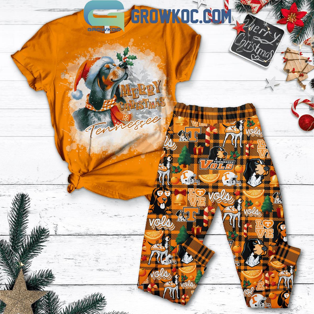 Tennessee Volunteers Merry Vol mas Christmas Rocky Top Fleece Pajamas Set 1 6gqRR