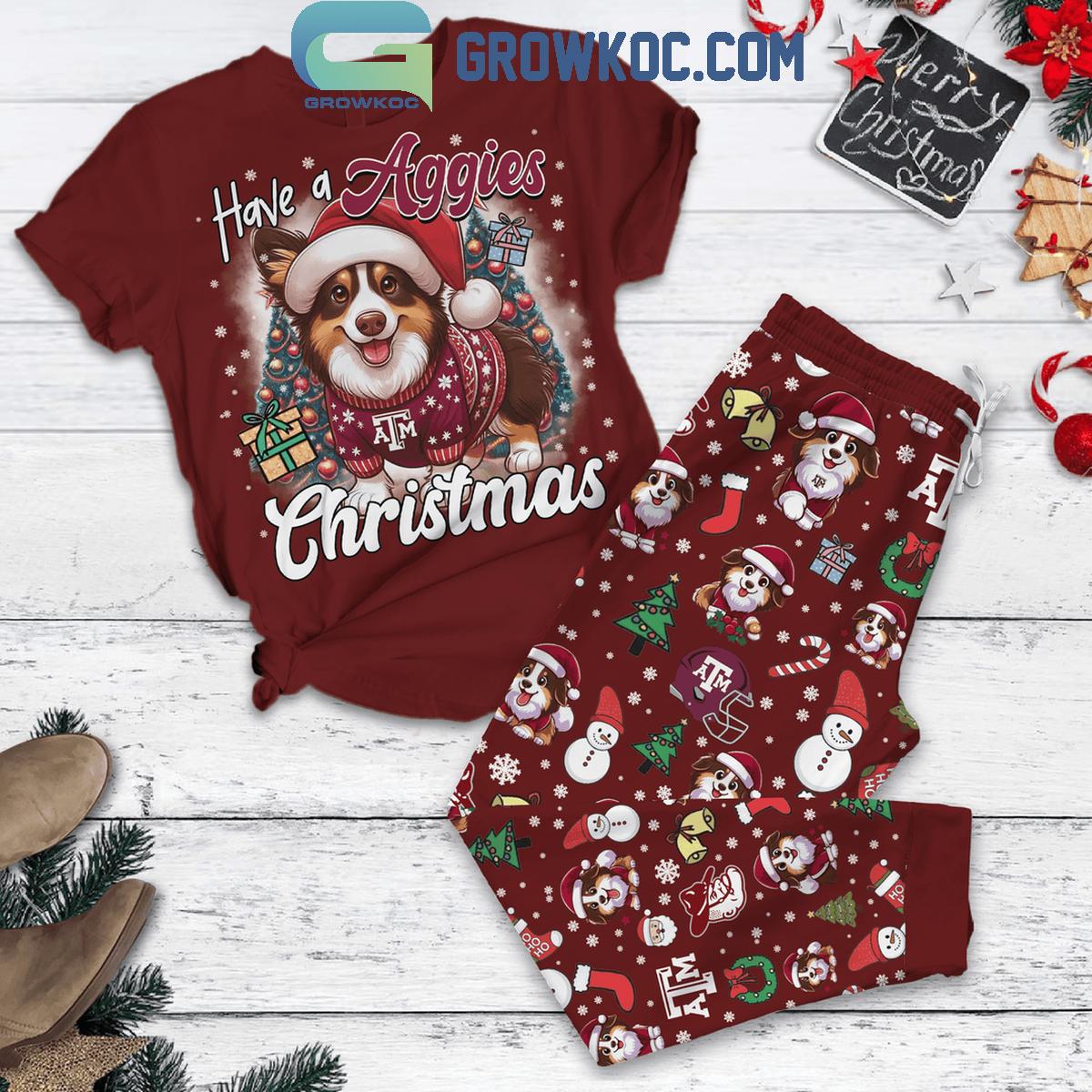 Texas A26M Aggies Have A Aggies Christmas 2024 Fleece Pajamas Set 1 A1KiM