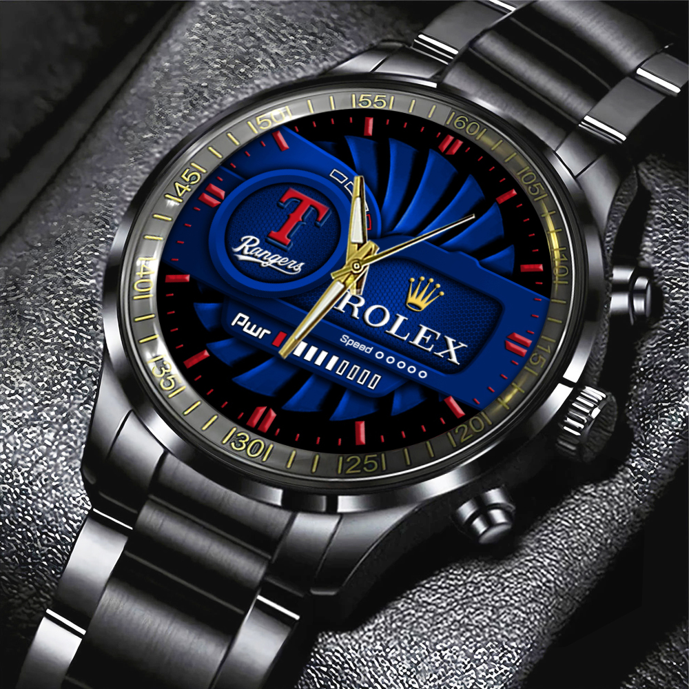 Texas Rangers Black Stainless Steel Watch MAITM13450