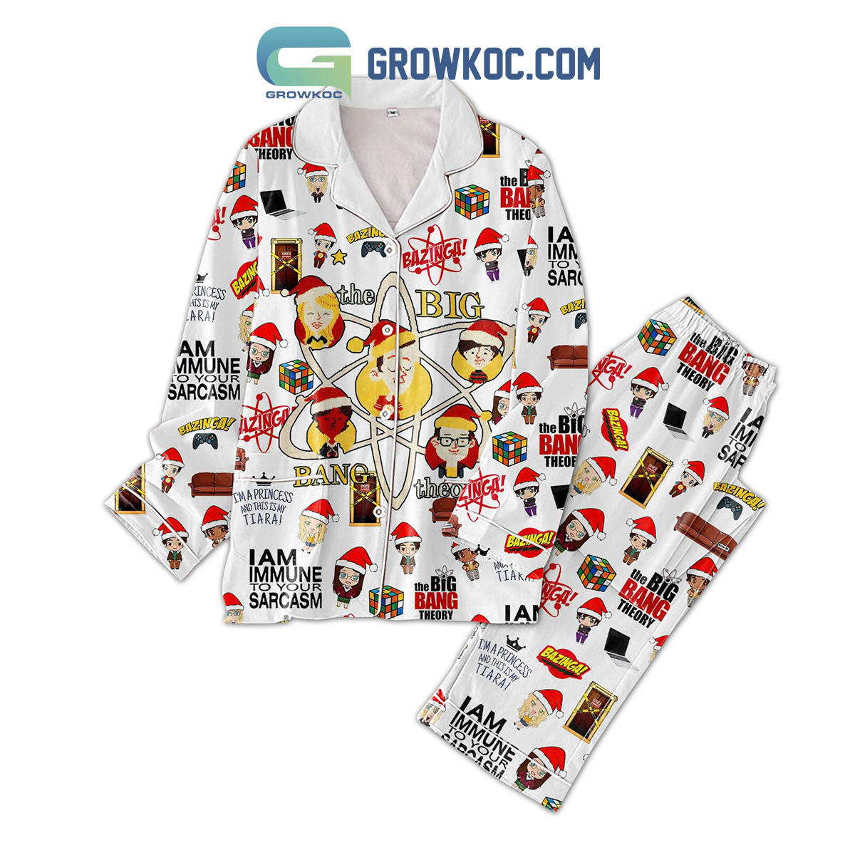 The Big Bang Theory I Am Immune To Your Sarcasm Bazinga Im A Princess And This Is My Tiara Christmas Polyester Pajama Sets2B1 OGjnS