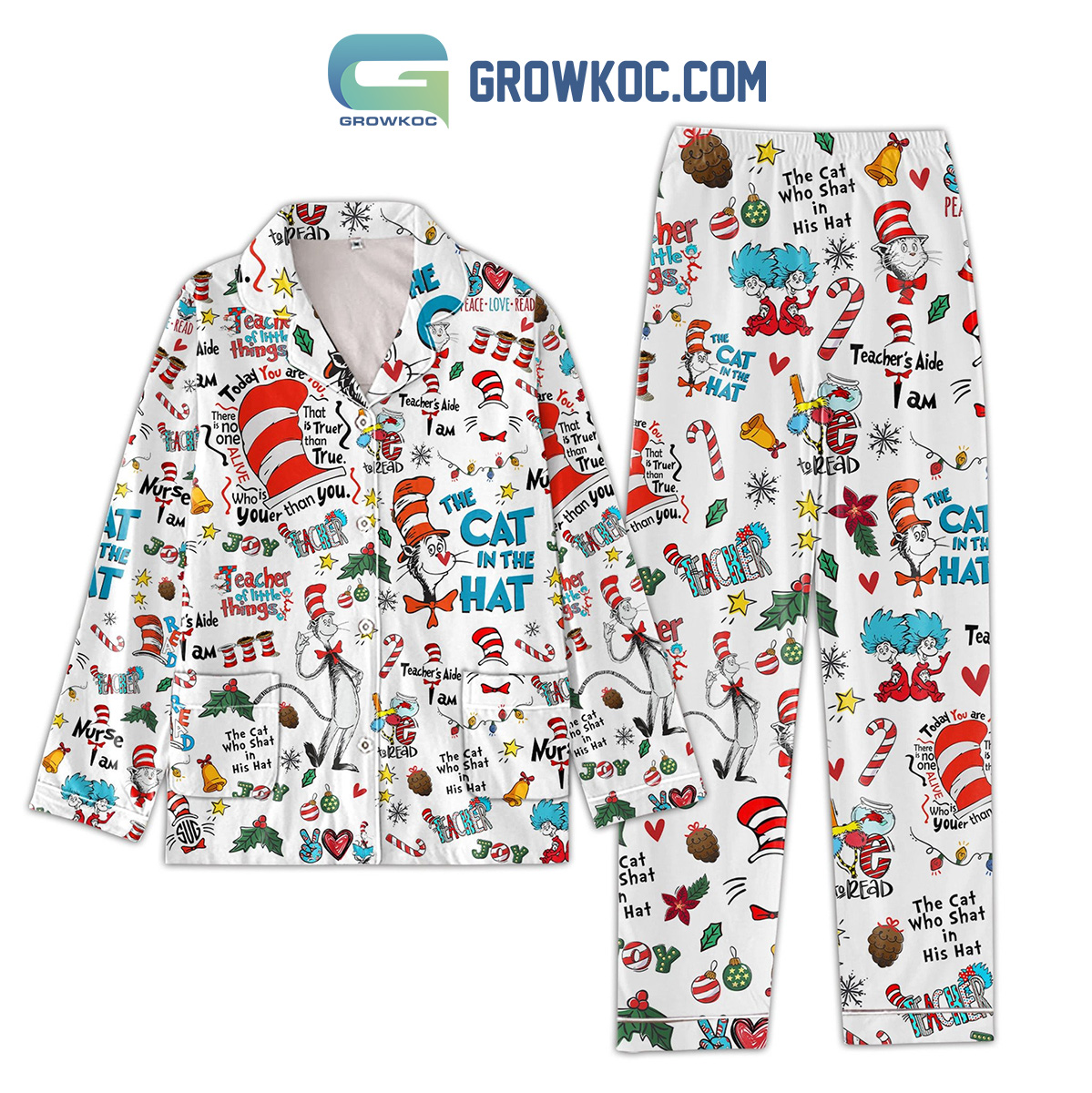 The Cat In The Hat Teacher Of Little Things Pajamas Set2B1 IBEN9