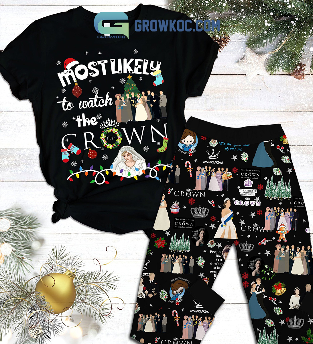 The Crown No More Drama Christmas Happy Holiday Fleece Pajamas Set2B1 Rra8e The Crown No More Drama Christmas Happy Holiday Fleece Pajamas Set2B1 Rra8e