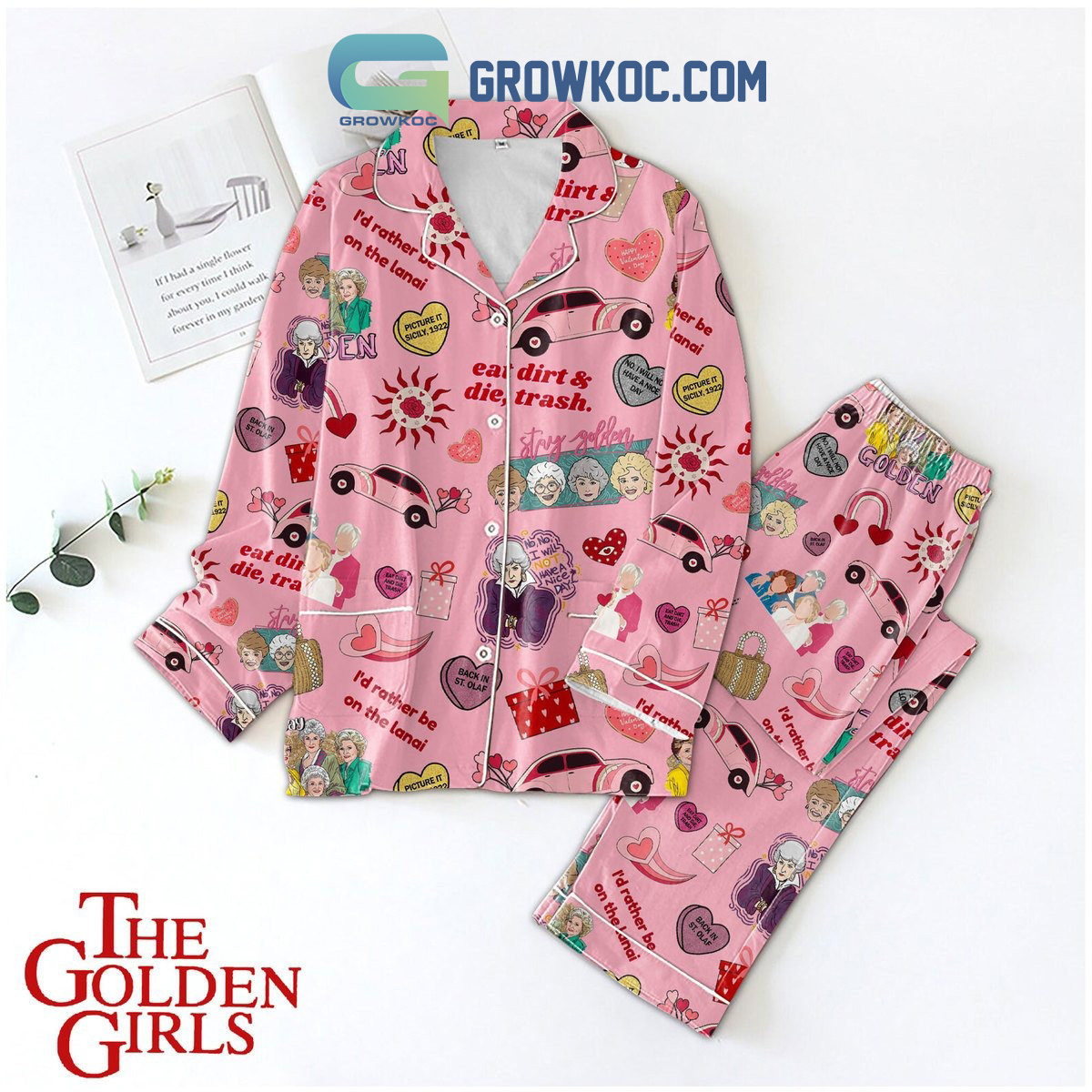 The Golden Girl Golden Valentine Fan Polyester Pajamas Set2B1 I8nRM