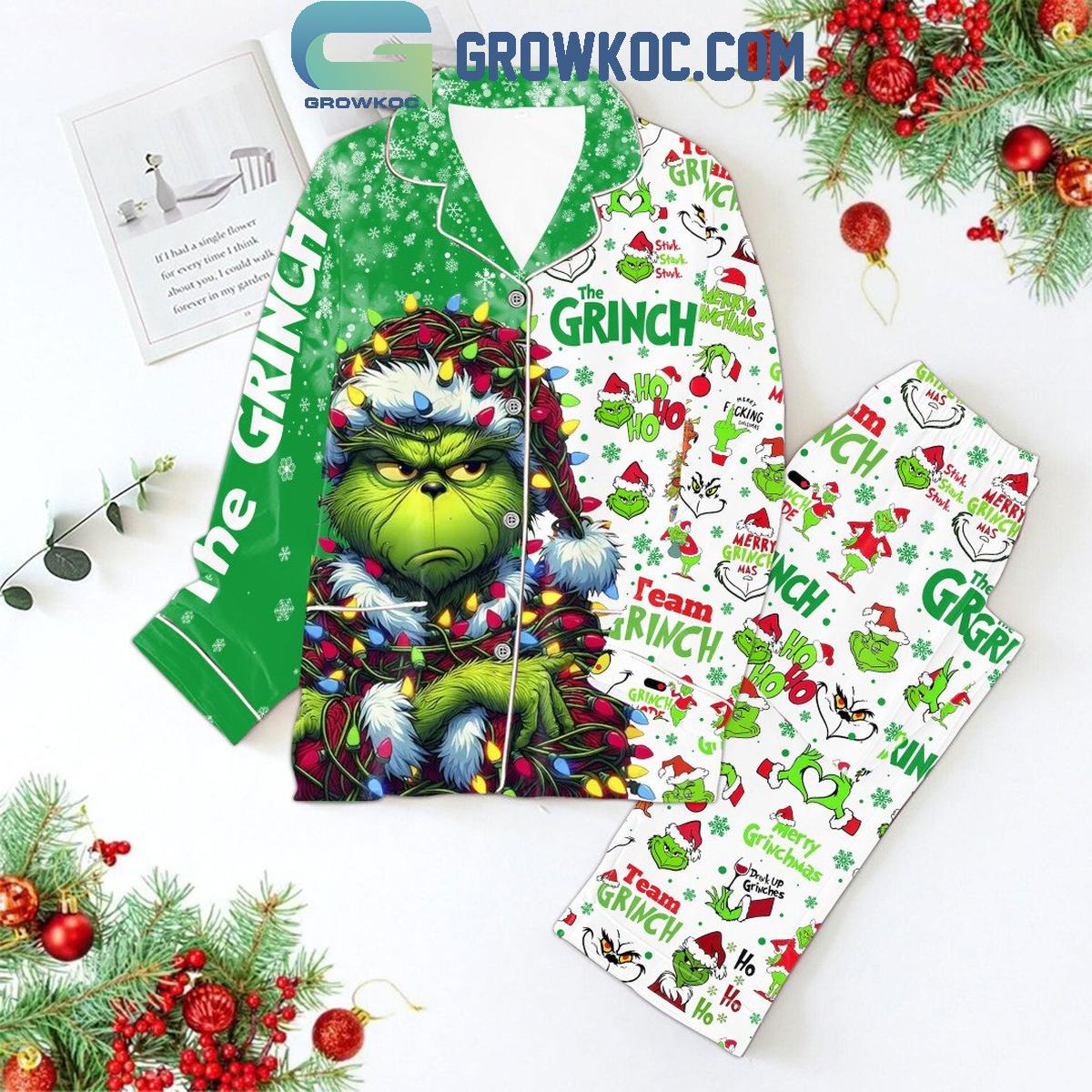 The Grinch Ho Ho Ho With Grinch Mode Merry Christmas Polyester Pajamas Set 1 HwbcA