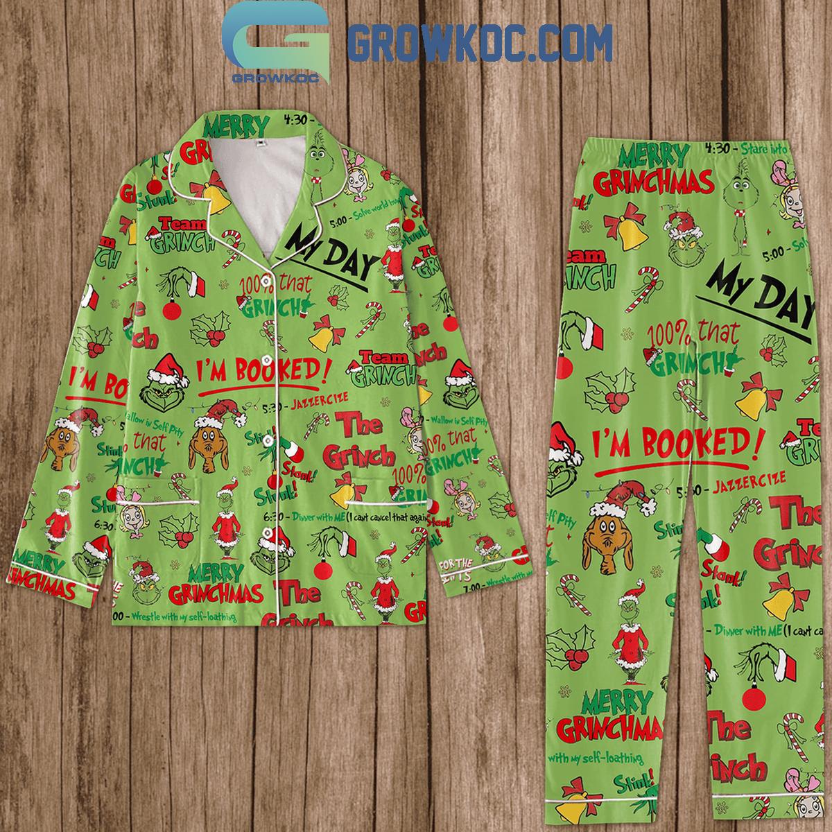 The Grinch Im Booked For Christmas Polyester Pajamas Set 1 r2HG9