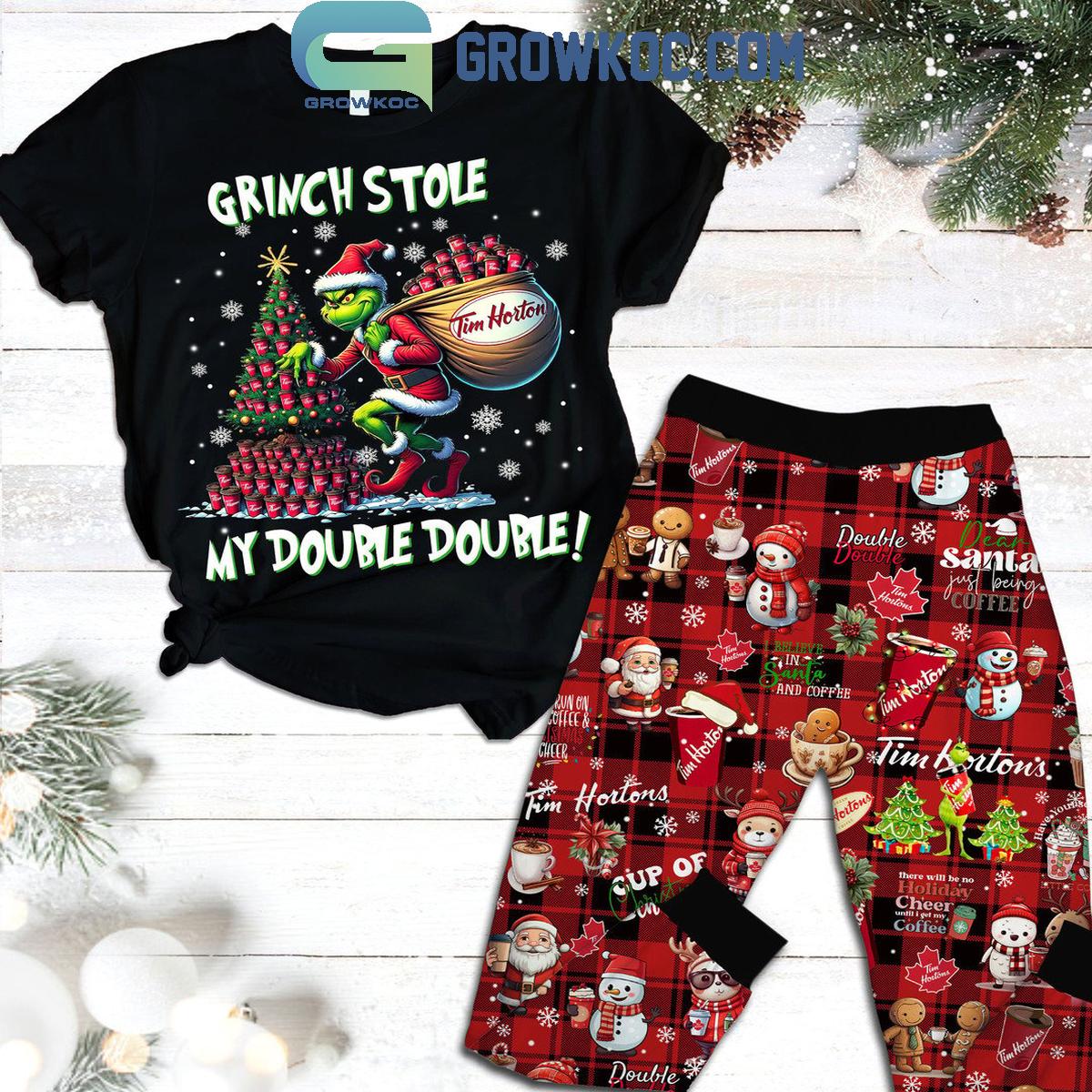 The Grinch Stole My Double Double Christmas Fleece Pajamas Set 1 eHCdP