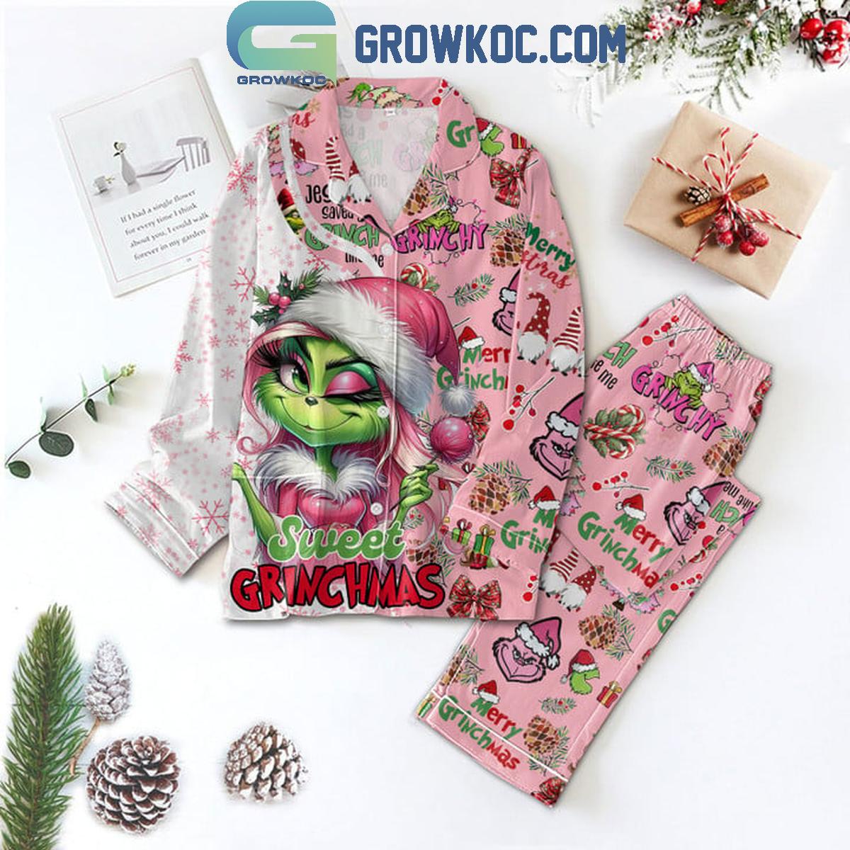 The Grinch Sweet Grinchmas Merry Christmas Polyester Pajamas Set 1 A3mge