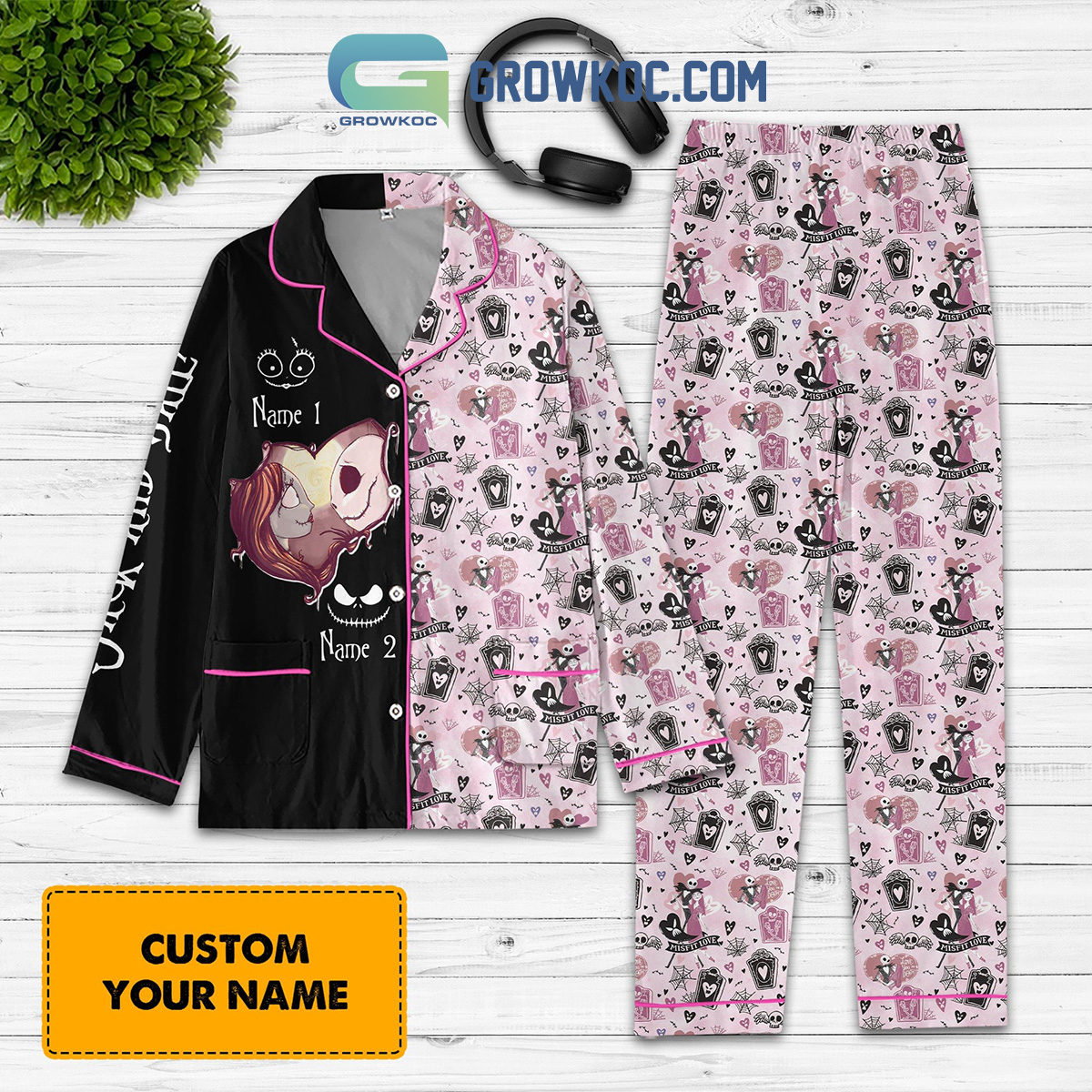 The Night Before Christmas Jack Sally Personalized Polyester Pajamas Set2B1 HqEuJ