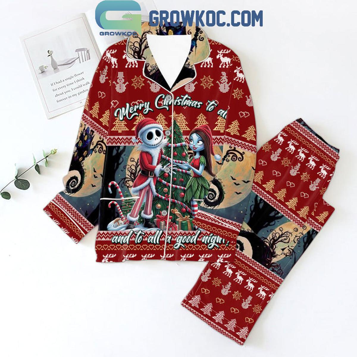 The Nightmare Before Christmas Merry Christmas To All Polyester Pajamas Set 1 sUNp5