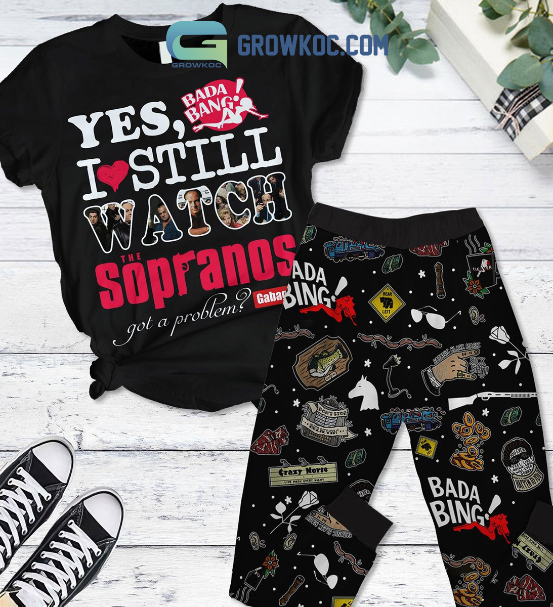 The Sopranos Bada Boom Fan Fleece Pajamas Set2B1 GLWBG The Sopranos Bada Boom Fan Fleece Pajamas Set2B1 GLWBG