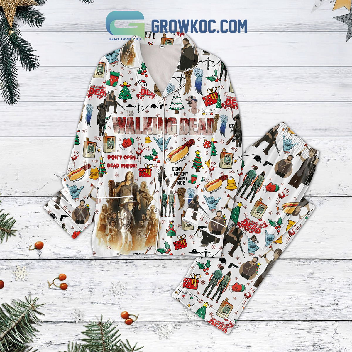 The Walking Dead Dont Open Dead Inside Christmas Pajamas Set2B1 p8NGE