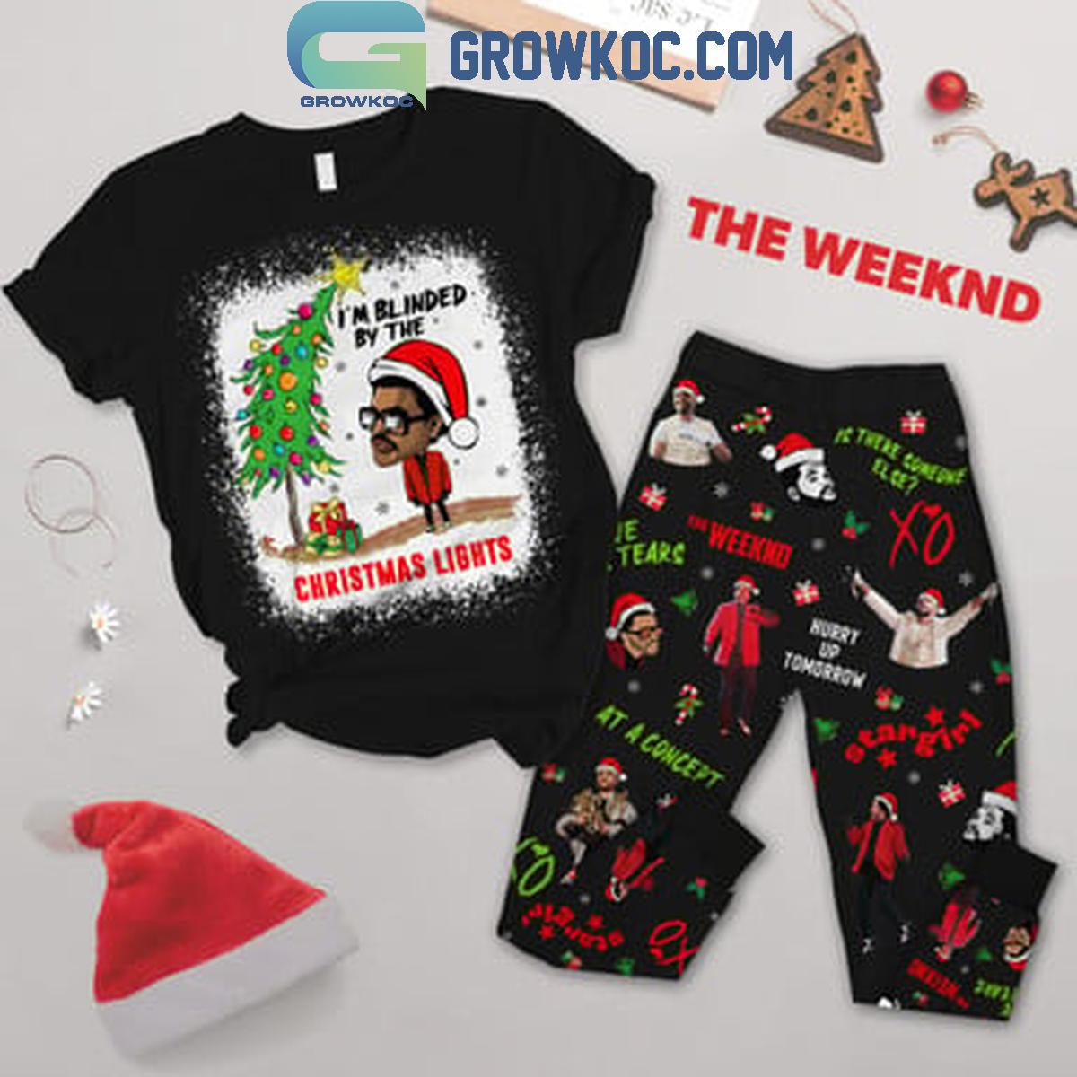 The Weeknd Christmas 2024 Im Blinded By The Christmas Light Fleece Pajamas Set 1 oYkwo