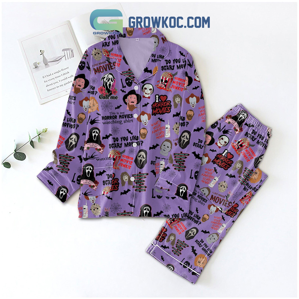 This Horror Movies Junkie Call Me Do You Like Scary Movies Pajamas Set2B1 GQESD