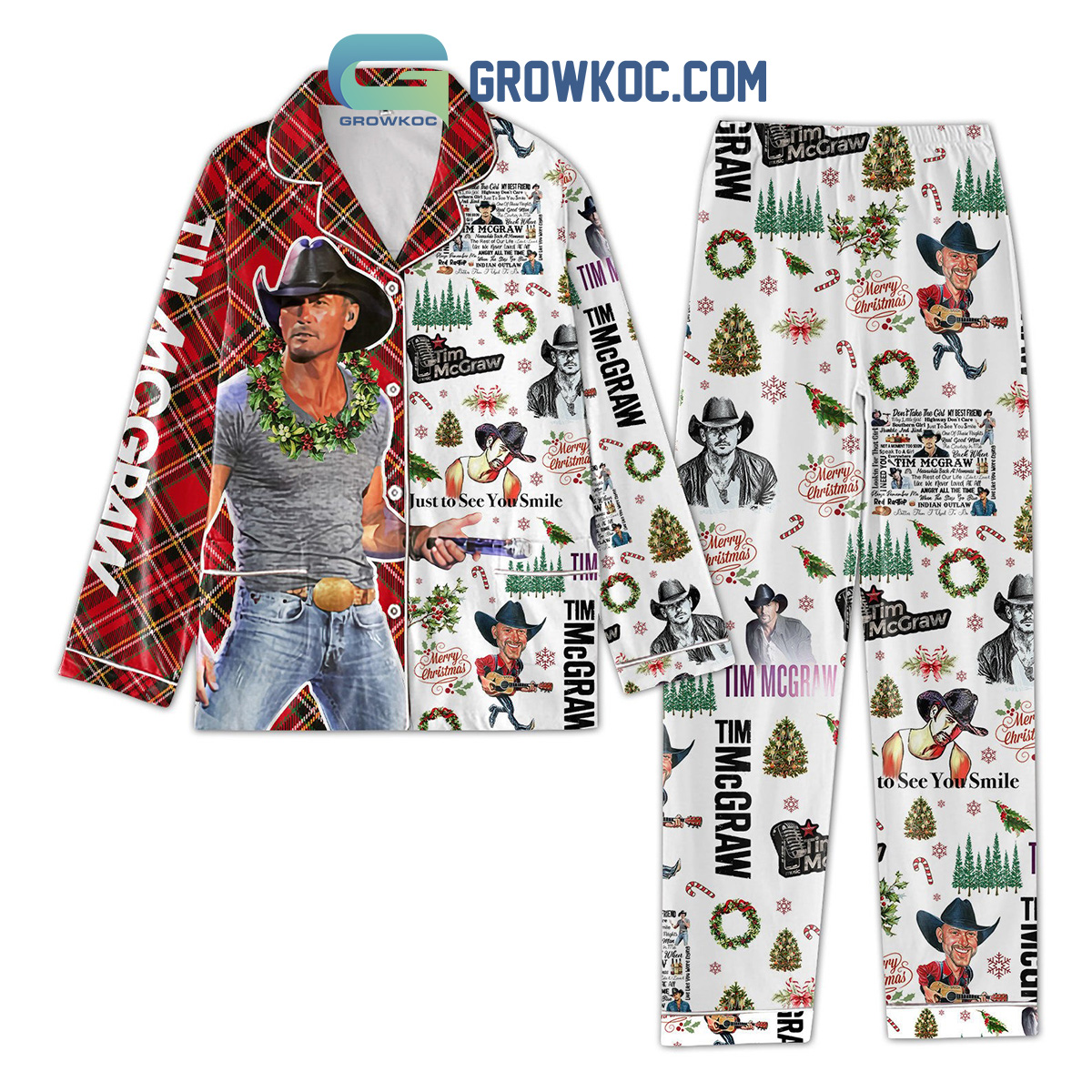 Tim MCGraw Just To See You Smile Merry Christmas Pajamas Set2B1 Nar0R