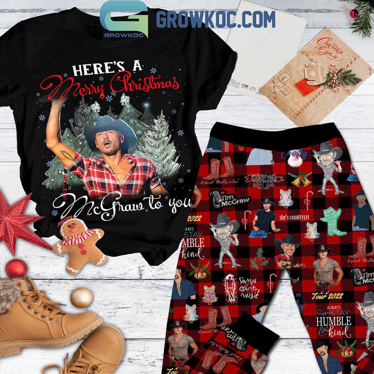 Tim McGraw Heres A Merry Christmas McGraw To You Fleece Pajamas Set 1 M2lSw