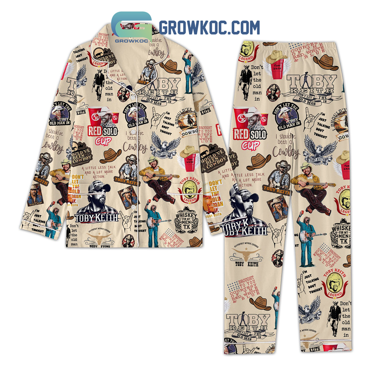 Toby Keith Been A Cowboy Fan Polyester Pajamas Set Beige2B1 MKotE