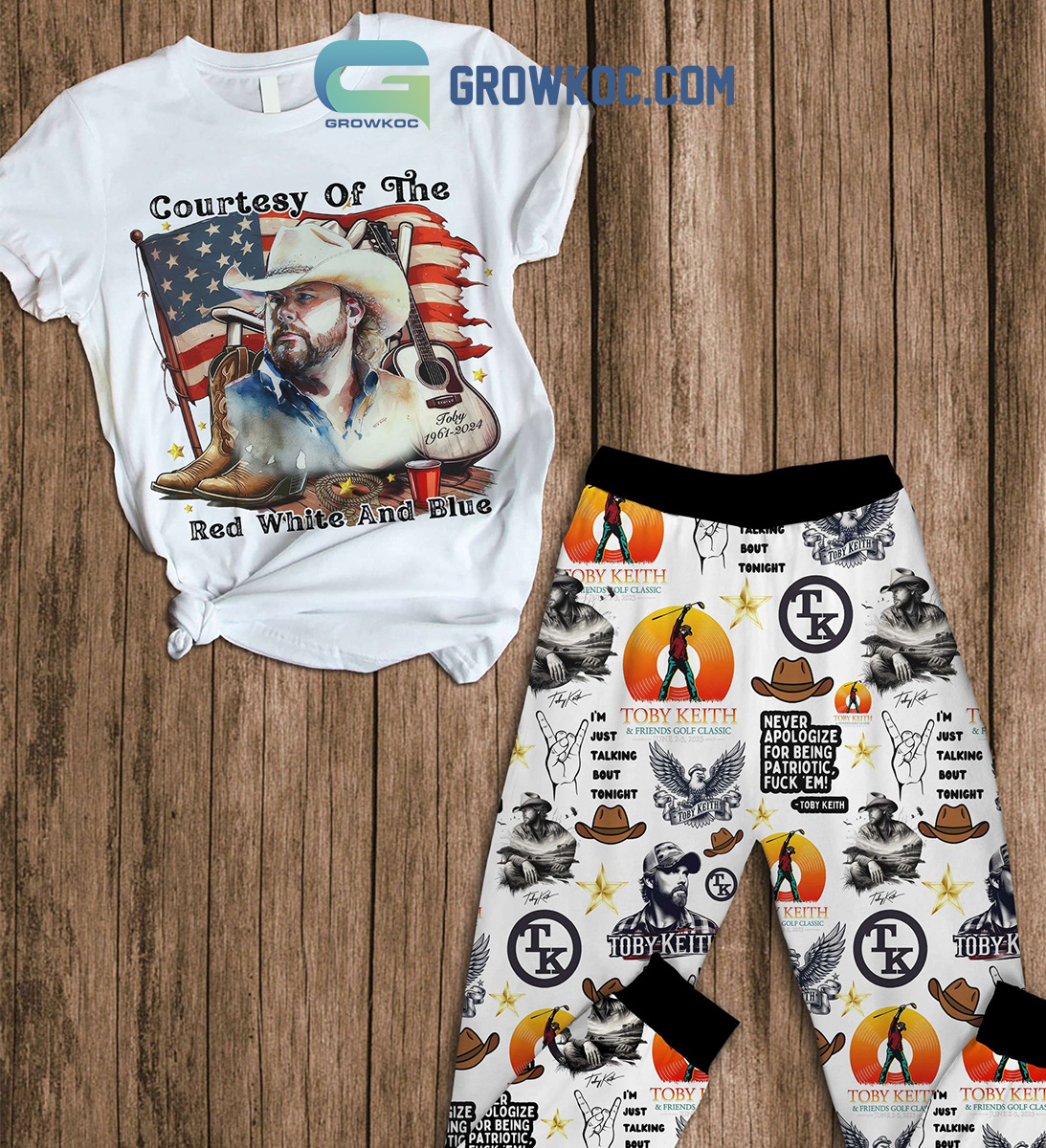 Toby Keith Coutesy Of The Red White And Blue Fleece Pajamas Set2B1 UNjot Toby Keith Coutesy Of The Red White And Blue Fleece Pajamas Set2B1 UNjot