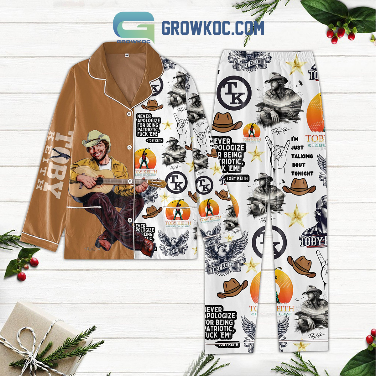 Toby Keith Never Apologize For Being Patriotic Polyester Pajamas Set2B1 F5IIc