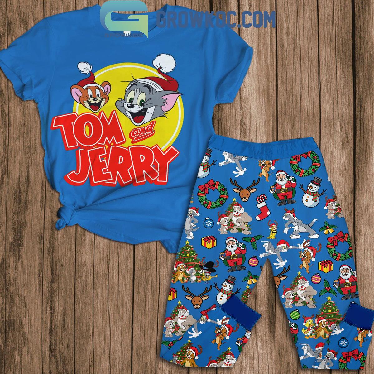 Tom And Jerry Playing Time Of Christmas 2024 Fleece Pajamas Set 1 DcBO0
