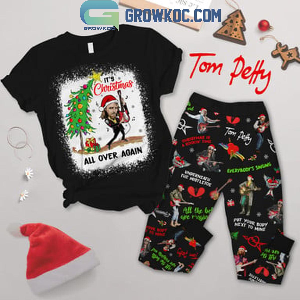 Tom Petty Christmas All Over Again 2024 Fleece Pajamas Set 1 f0W9o