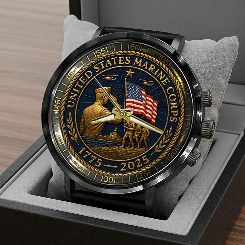 US Marine Corps 250th anniversary Black Stainless Steel Watch HOATT13652 1024x1024 1