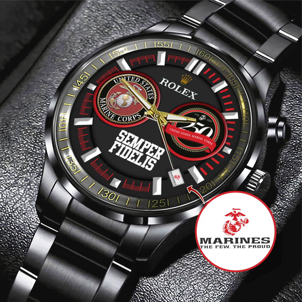 US Marine Corps x Rolex Black Stainless Steel Watch MAITM12170