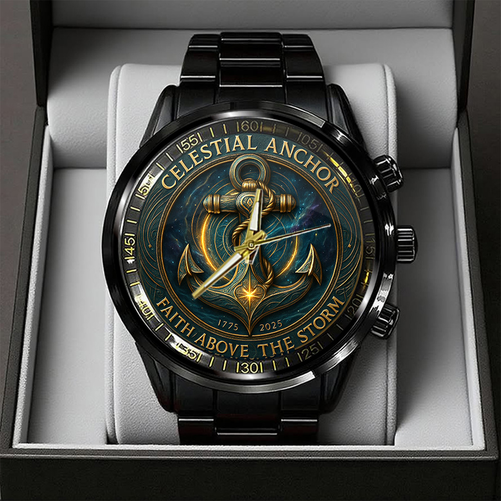 US Navy 250th Anniversary Black Stainless Steel Watch TANTN17325 mk1