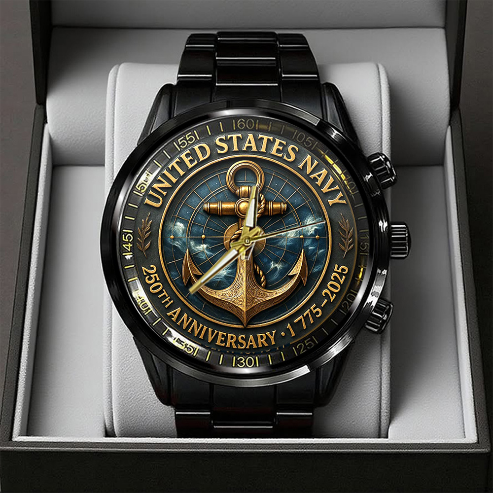 US Navy 250th Anniversary Black Stainless Steel Watch TANTN17367 mk1