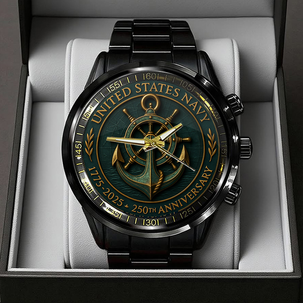 US Navy 250th Anniversary Black Stainless Steel Watch TANTN17538 mk1