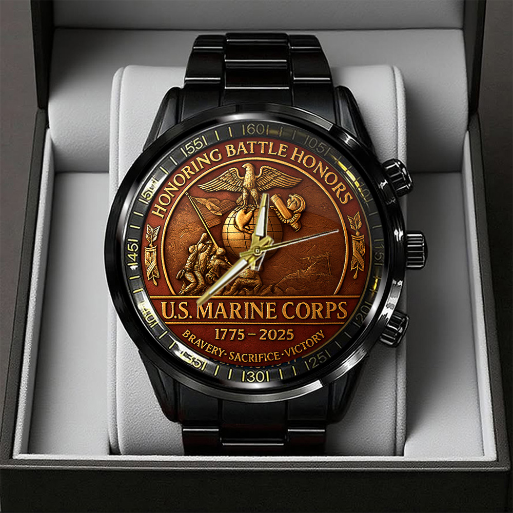 United States Marine Corps Black Stainless Steel Watch TANTN15978 mk1